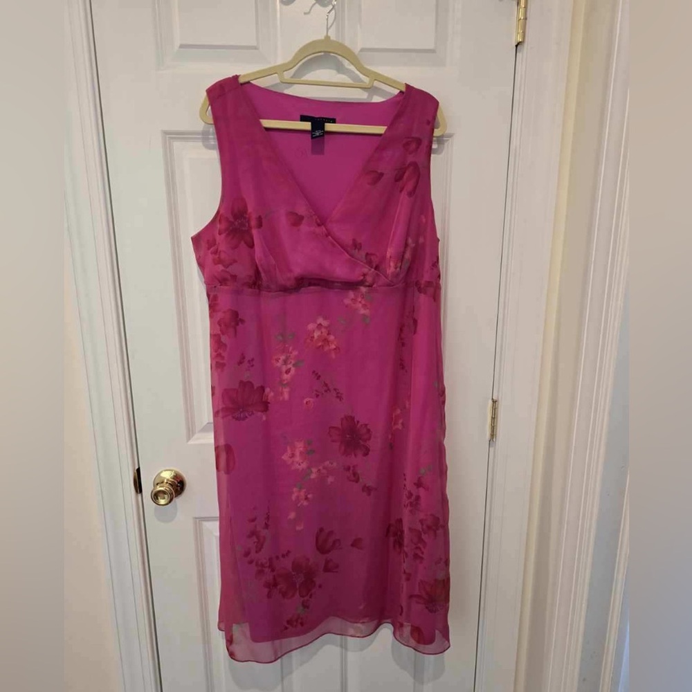 Fuchsia Wrap V-neck Empire Waist Dress